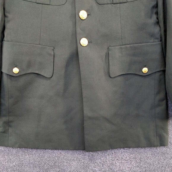 U.S. Army Men's Green Coat Size 38 Long Poly Wool Blend Dress Uniform Military - Picture 10 of 13